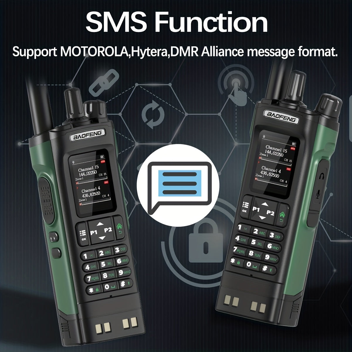 BAOFENG DM-32 DMR Handheld Two-Way Radio 10W Long Range GPS & NOAA Weather Alert, UHF 136-174/400-470MHz, 2500mAh Battery with USB-C Charging, Compatible with DM32UV Repeater for Camping,, Fishing, Emergency (DMR/Moto)