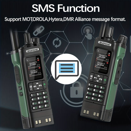 BAOFENG DM-32 DMR Handheld Two-Way Radio 10W Long Range GPS & NOAA Weather Alert, UHF 136-174/400-470MHz, 2500mAh Battery with USB-C Charging, Compatible with DM32UV Repeater for Camping,, Fishing, Emergency (DMR/Moto)