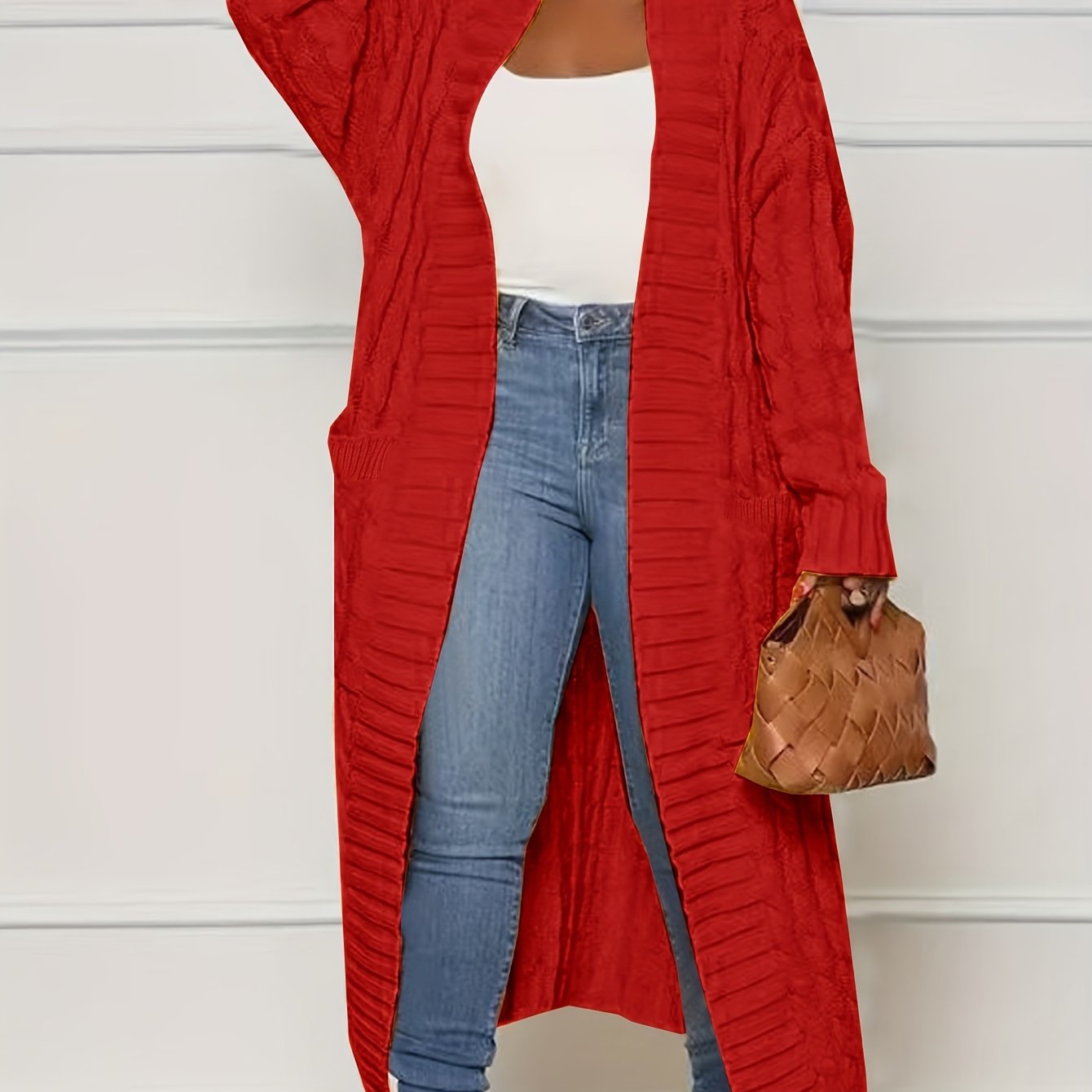 [Cardigan Sweater] Plus Size - Plus Size Cardigan Sweater A23A062