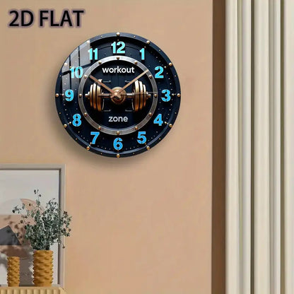 1 Piece Fitness Themed Wooden Silent Wall Clock - Silent Quartz Movement, Barbell Design (Fitness Area), Suitable for Gyms, Offices - Battery Operated (AA Batteries Not Included) - Ideal for Fitness Enthusiasts and Bodybuilde