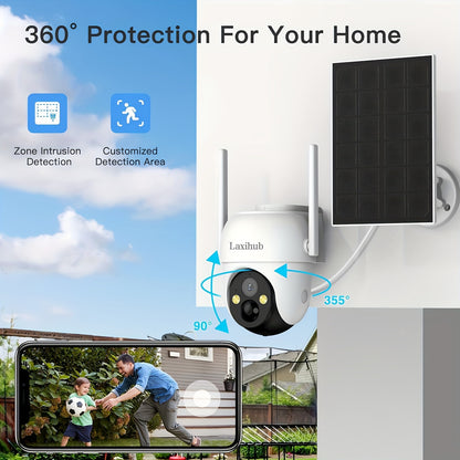 4PC Solar Powered Outdoor Wireless Security Camera 1296P FHD, 3MP FHD Video Resolution Battery Powered CCTV Camera For Home Security Cloud/SD 2.4GHz WiFi AI Motion Detection Spotlight IP65 Waterproof Color Night Vision 2-Way