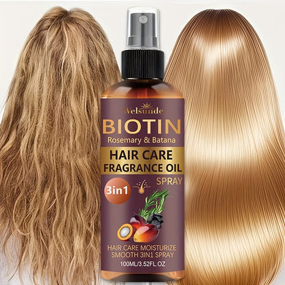 Set of 2 No-Rinse Hair Serum Oil Sprays Featuring Batana And Rosemary, Designed for Quick Volumizing, Smoothing, And Frizz Management. Eliminate Dryness And Split Ends While Providing Heat Protection, Addressing Various Hair