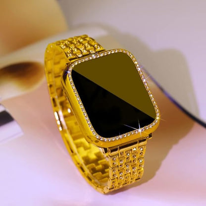 Sparkling Synthetic Zirconia - Embellished Zinc Alloy Apple Watch Strap, Stainless Steel Clasp, Compatible with iWatch 1 - 10, SE, Ultra (38 - 49mm) Excluding the watch and the case, Strap for Smart Watch, Watch Accessories,