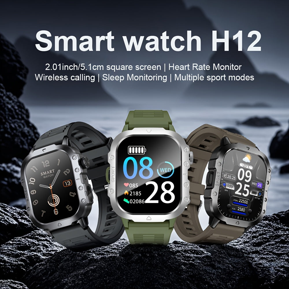 GWENLAND New Smart Watch with 2.01 Large Screen, LED Flashlight, Outdoor Sports Watch, Altimeter, Barometer, 100+ Sports Modes, Multimedia Information Viewing, Weather Checker, Pedometer, Fitness Tracker, Perfect Gift for Fes