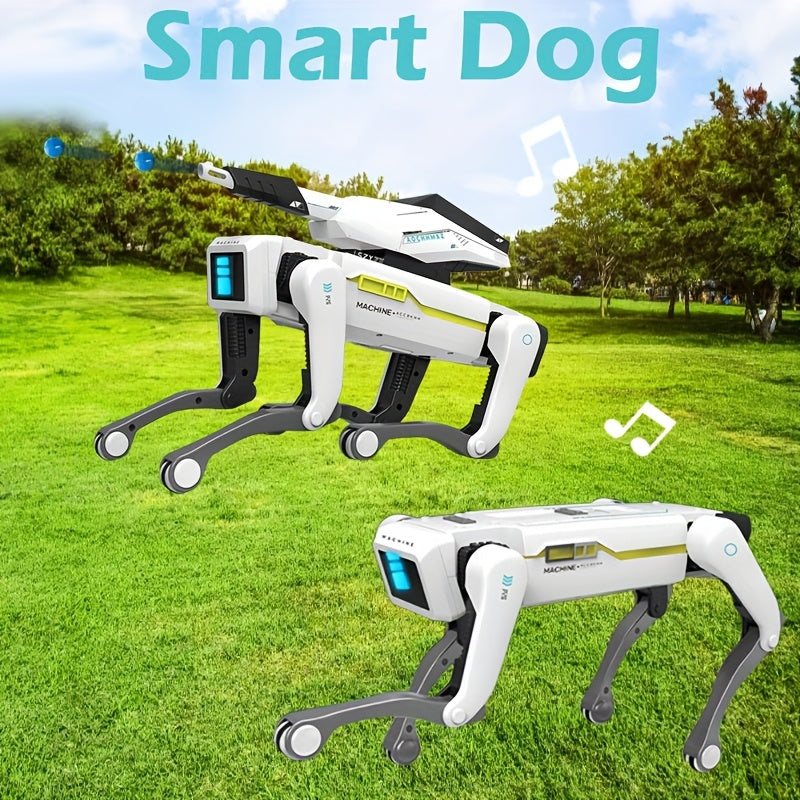 Smart Robot Dog, Remote Control Toy Robot Dog with Water Cannon Launch Pad, Programmable, Voice, Dance, Music, Can Be Controlled by Remote and Mobile Phone APP, Ideal Birthday Gift for Children