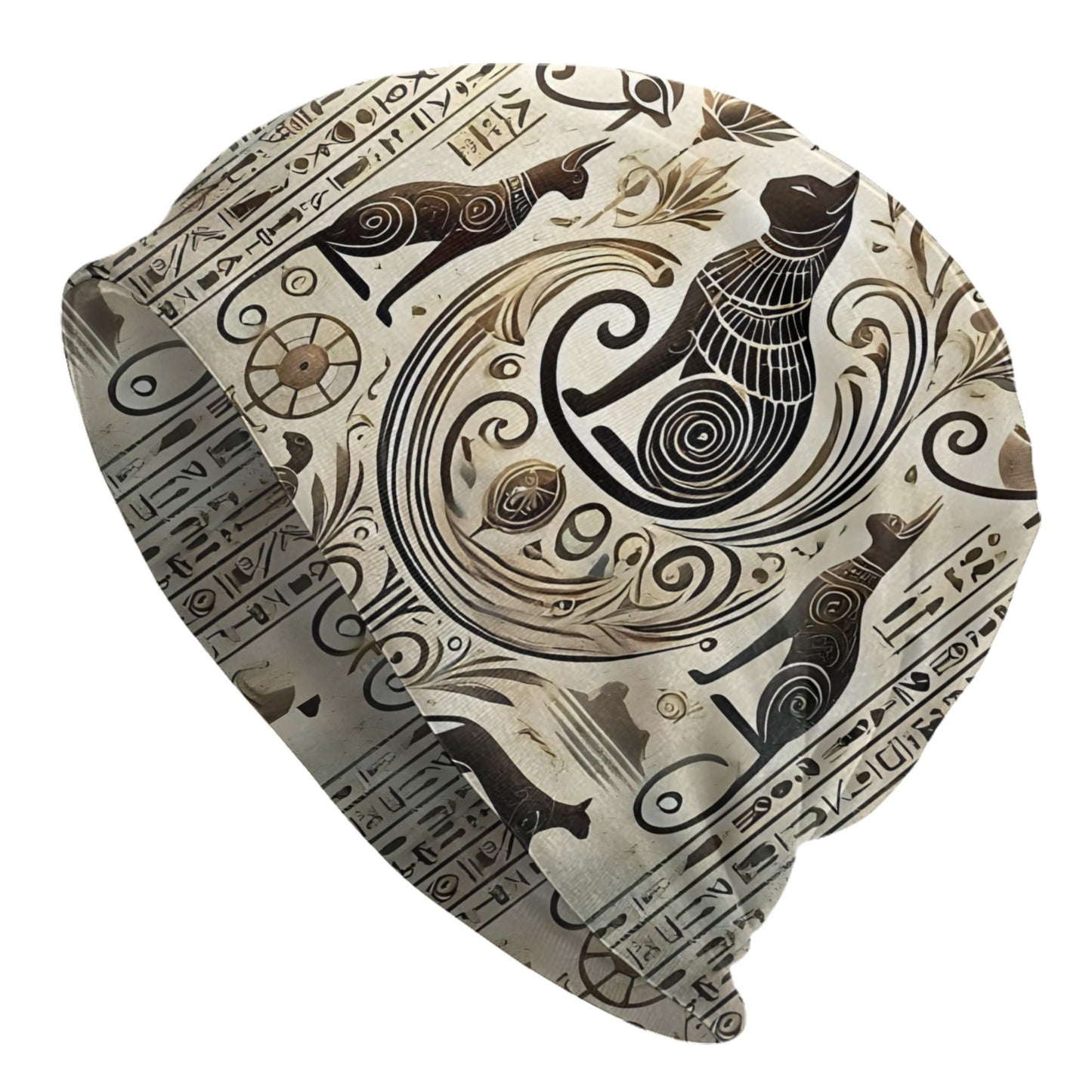 Egyptian Hieroglyphic Beanie Hat - Ancient Egyptian Symbols & Pharaohs Design, Lightweight Stretchable Unisex Skull with & Scarab Beetle Motifs, Soft Fit for &, History-Themed Accessory