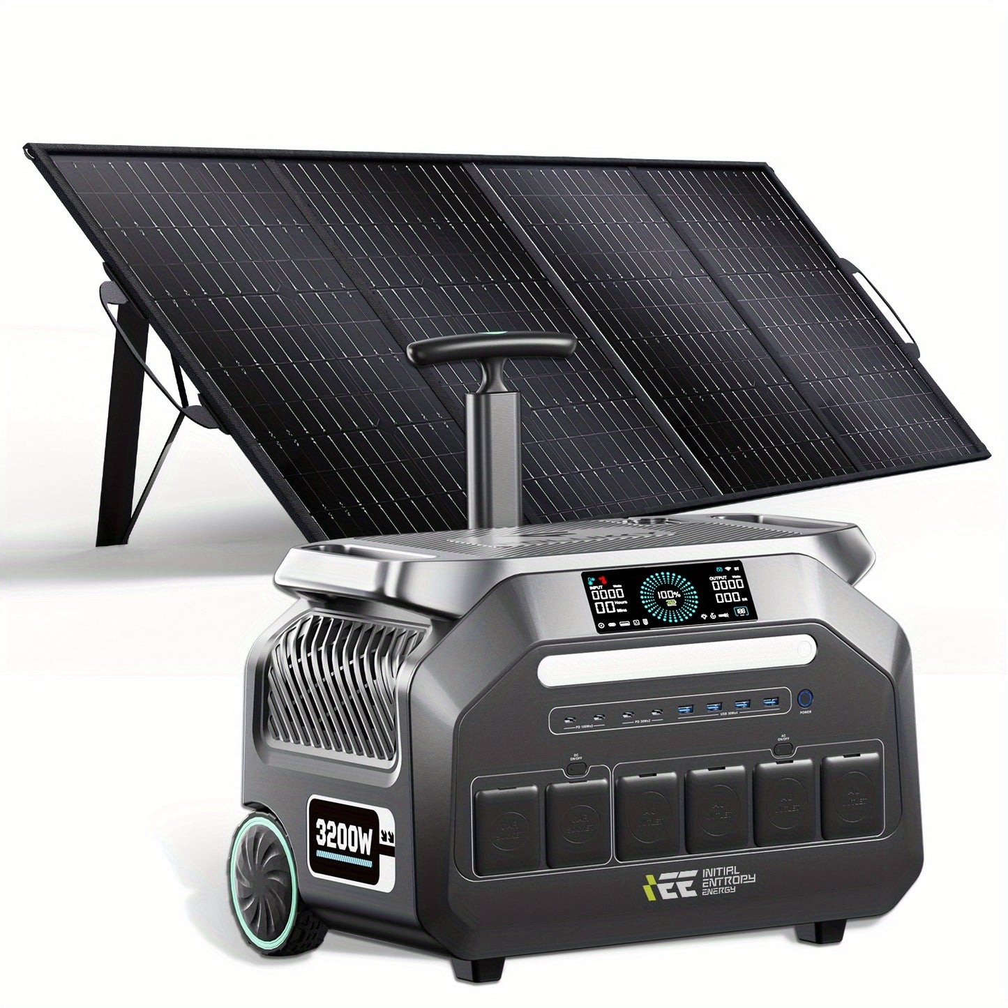 IEE P3200 Power Station 200W 400W Solar Panel (Optional), 2048Wh/3200W (6400Peak) Solar Generator, 1800W Super Fast Charging, LiFePO4 Battery, APP Control Emergency Power Station for Home, Camping, Power Outages