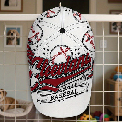 1pc 2D Cleveland Baseball Stars Print Baseball Cap - Vibrant Polyester Snapback Hat with Full-Body Print, Lightweight and Adjustable, Ideal for Running & Street Fashion.