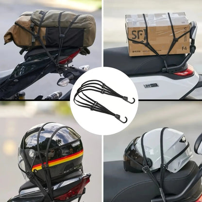 Elastic Bungee Cords for Motorcycles And Bicycles, Helmet Net Straps, Black Mesh Luggage Organizer for Safe Storage
