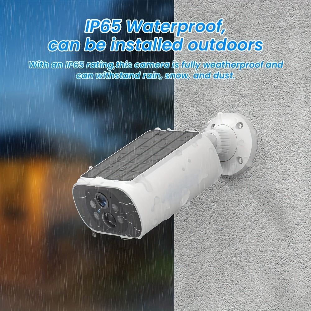 4MP Solar-Powered Wireless Outdoor Camera, 2.4GHz WiFi Security Surveillance with Solar Panel, 3 Night Vision Modes, Human Detection, High Quality, Two-Way Audio & Alexa Support