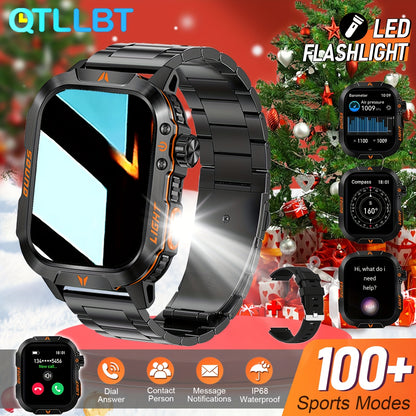 QTLJJBY Outdoor Sports Smartwatch with One-Touch Call Answering/Dialing, Message Notifications, Multiple Sports Modes, Activity Tracker (Calorie, Pedometer), Flashlight, 600mAh Battery, IP68 Waterproof, Couple's Watch, Perfec