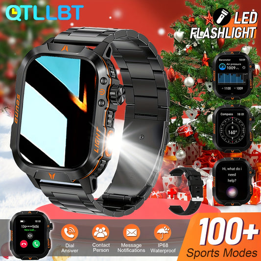 QTLJJBY Outdoor Sports Smartwatch with One-Touch Call Answering/Dialing, Message Notifications, Multiple Sports Modes, Activity Tracker (Calorie, Pedometer), Flashlight, 600mAh Battery, IP68 Waterproof, Couple's Watch, Perfec