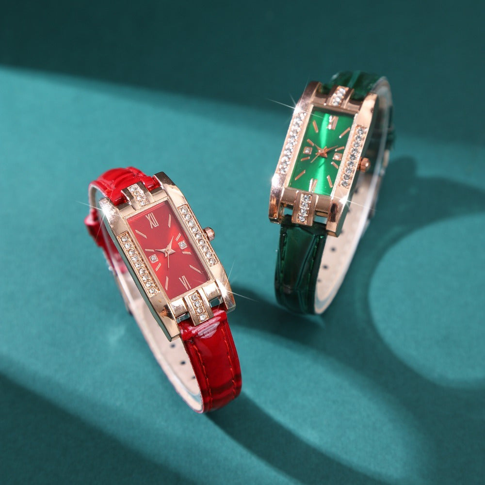 2/ 3pcs/ set Women Watch Set, PU Leather Simple Quartz Watch, Rectangle Fashion Dial, Gift for Women