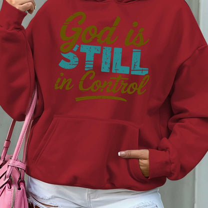 Women'S Hoodie - Beige Pullover Sweatshirt with "God is Still in Control" Inspirational Quote, Long Sleeve Hooded Sweater for Fall/Winter, Cozy Casual Everyday & Formal Outfits - Perfect Christian Gift for Women, Ladies Sweat