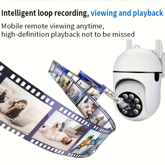 JOOAN 1080P WiFi Smart Home Security Camera with PTZ, Color Night Vision, Two-Way Audio, Auto Tracking, Motion Detection, Indoor/Outdoor Use, USB Powered, Wall-Mounted, Pet Interaction Monitoring, Mobile Intercom, Indoor Surv