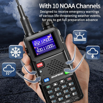 6pcs Baofeng GM-5RH Radio, 10W Walkie Talkies Long Range, Two Way Handheld Radio Ultra-long standby 48-72 hours, Hunting Gear Weather Radio, Survival Gear Walkie Talkie with NOAA, Radios for business safety, hiking, camping,