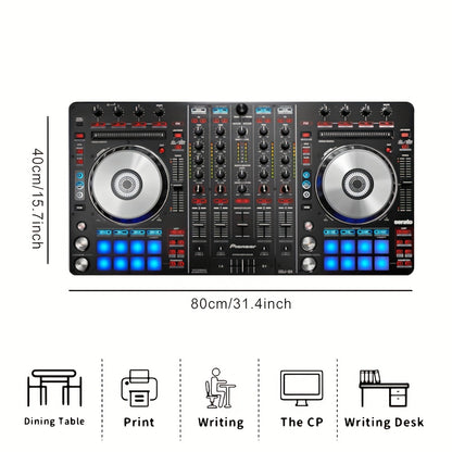 Pioneer DJ-SX Inspired Serato DJ Pro Controller Mouse Pad & Desk Mat - Non-Slip Rubber Base, Smooth Polyester Surface with DJ Equipment Layout (Transport Controls, Effects, Sampler) for Home Studio, Office & DJ Workspaces - D