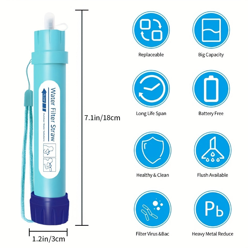 2pcs/4pcs, Personal Water Filter Straw Mini Water Purifier Survival Gear for Hiking, Camping, Travel and Emergency Preparedness
