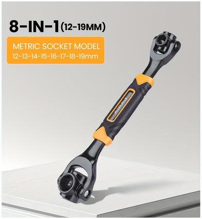 AIRAJ Multi-functional Socket Wrench Head 360 Degree Rotation Automatic Locking Hardness High Torque High Not Slip Gear Applicable Scope Is Wide, Can Be Used for Maintenance, Car Maintenance, Bicycle Maintenance, Bicycle Repa