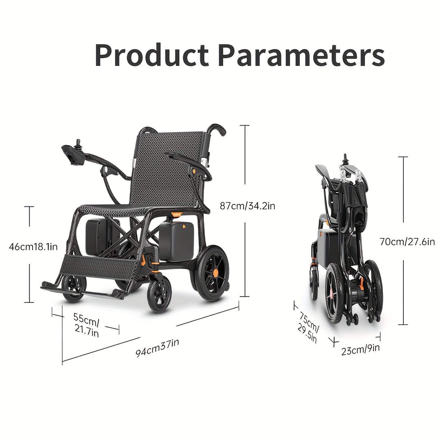 Foldable 28lbs Ultra-Light Carbon Fiber Electric Wheelchair No Setup Dual Lithium Battery 28 Miles Extended Range All-Terrain Flight Approved
