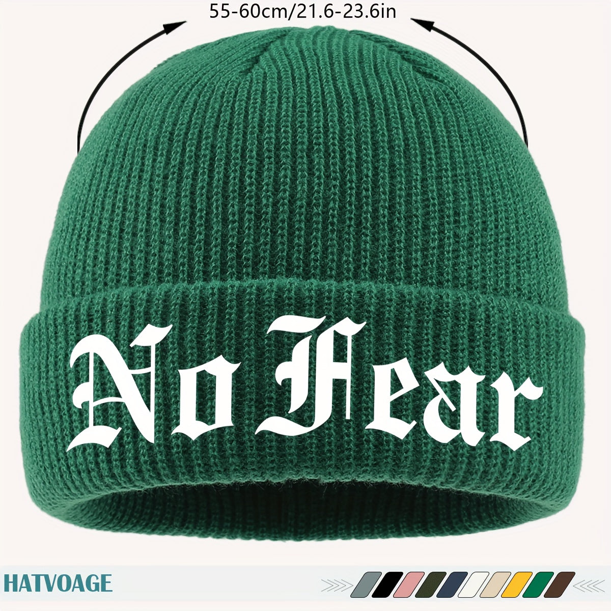 1pc "NO FEAR" Printed Beanie, Loose and Comfortable, Multi-Color Options, Unisex Couple Running Cap, Fashionable Street Skateboard Hat, Autumn/Winter Warm Hat, Suitable for Skiing, Cycling, Running, Fishing, Vacation, Birthda