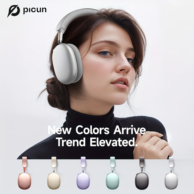 Picun F8Pro Wireless Over-Ear Headphones with 52dB Hybrid ANC, Hi Res Audio, 140H Playtime, Dual Device Pairing, 5 Mic ENC & Detachable Fabric Cushions All Day Comfort for Work & Travel, Picun