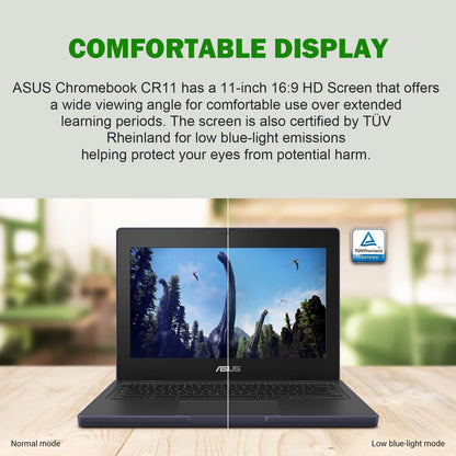 ASUS Chromebook CR11 Ruggedized Laptop | 11.6" HD 16:9 Display, Intel N100 Processor, 4GB LPDDR5 RAM, 64GB eMMC, Spill-Resistant Keyboard, Wi-Fi 6E, 180° Lay-Flat, Mineral Grey, CR1104CGA-AS44