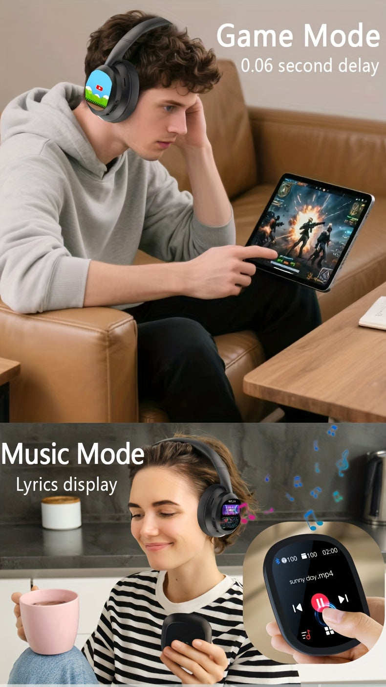 New hybrid active noise-cancelling headphones(with touchscreen), intelligent AI translation, remote control photography, wireless headphones with microphone, soft ear pads, multiple EQ bass, comfortable fit ear cups, suitable