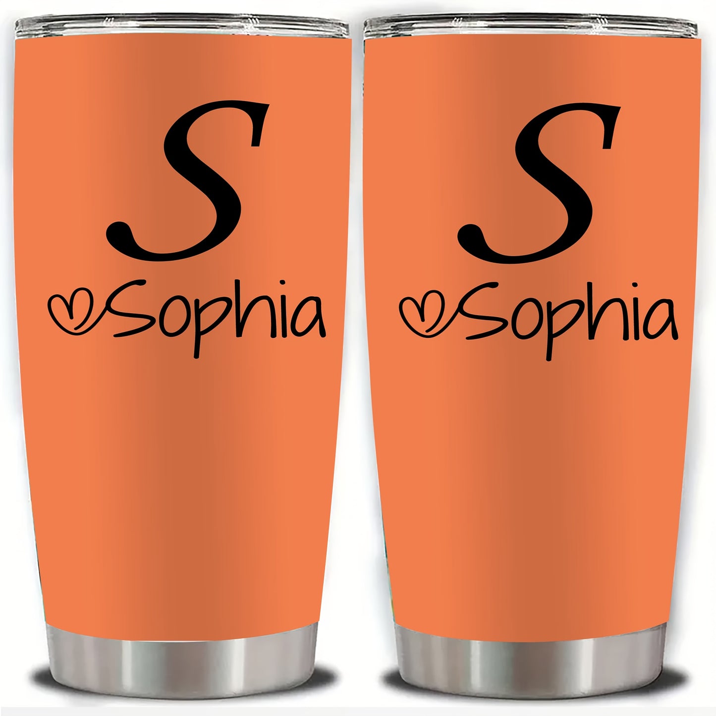 Personalized Stainless Steel Tumbler 20oz - Custom Name/Initials/Text - Double-Wall Insulated Cup with Leakproof Lid & Elegant Cursive Lettering - White with Black Lettering - Ideal Gift for Valentine's, Birthday, Office, Tra