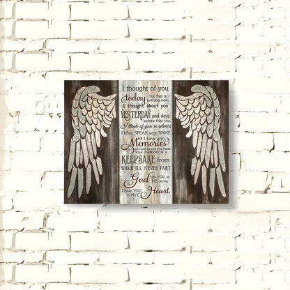 Room Decor 1pc Rustic Angel Wings Wooden Framed Canvas Art, 11.8X15.7Inch Inspirational Quote Wall Decor, Woven Memory Print for Living Room, Bedroom, Kitchen, Home & Office, Bachelor Party Festival Gift Idea