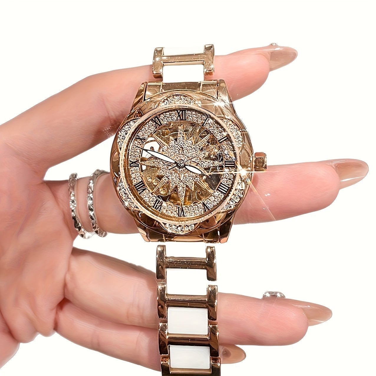 Fashionable Women'S Watch with Sunflower Design, Suitable for Swimming And Daily Wear.