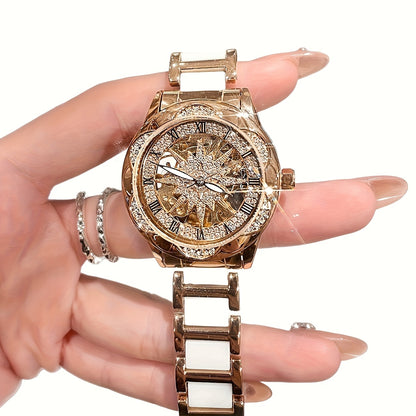 Fashionable Women'S Watch with Sunflower Design, Suitable for Swimming And Daily Wear.