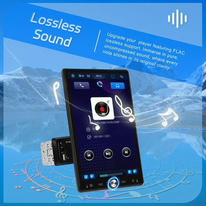 PODOFO Single Din Car Radio with Wireless Carplay Android Auto, 10.4 Inch Vertical Touch Screen Car Stereo with Mirror Link, FM/ RDS Radio, Car Radio Audio Receivers with EQ AUX/ USB+Backup Camera+Mic, Car Radio with Wireless