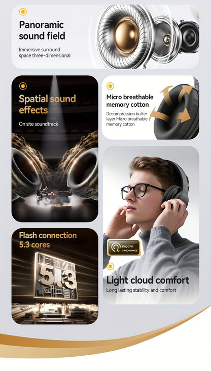 [Hi-Fi Acer Headphones] Acer OHR559 Over-Ear Headphones | Hi-Fi Heavy Bass, 60h Ultra-Long Battery Life, Wireless & Wired Dual Mode, Low-Latency Gaming, Extra-Large Diaphragm, Comfortable Fit