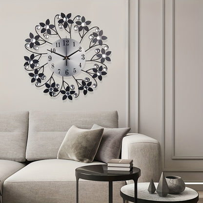 1pc Modern Minimalist Large Round Wall Clock with Black Hands & White Face - Large Easy-to-Read Numerals, Black Frame, Beige/White/Gray Tones - Iron Construction for Living Room, Bedroom, Kitchen, Office - Quiet Sweep Movemen