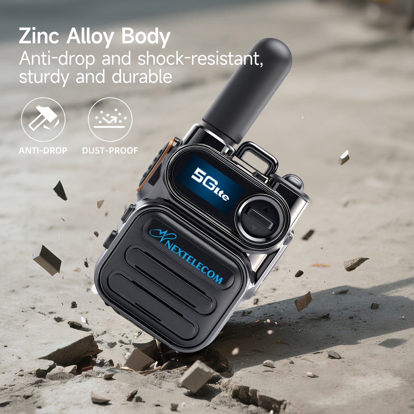 [2 Pack] Long Range Cellualr Walkie Talkies SIM Card No Monthly Fee US Coverage Nationwide For Adults POC Two Way Radio Rechargeable Battery For Camping Hiking Hunting Construction Security Truckers Construction