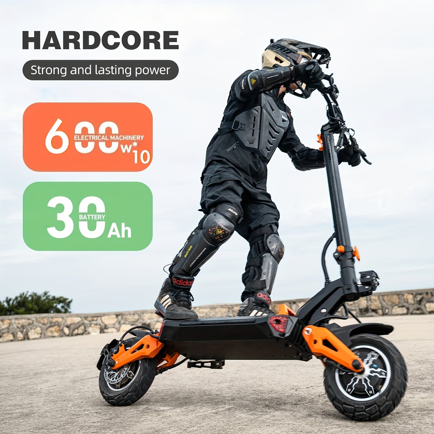 Adult Electric Scooter with 60V 30Ah Battery & 50-55 Mile Range - Heavy-Duty 397 Off-Road All-Terrain Commuter, One-Button Folding System, Dual Suspension & Disc Brakes, Compatible with 100-240V AC Power ( Plug) - for long-ra