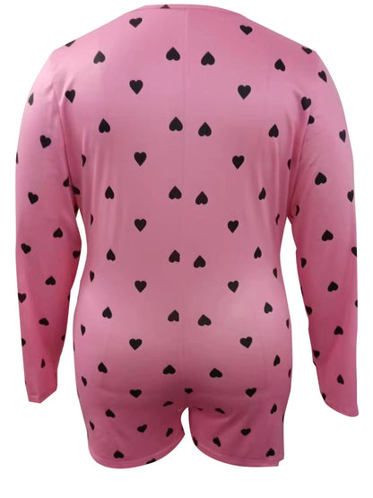 Plus Size Peach Heart Pajama Set