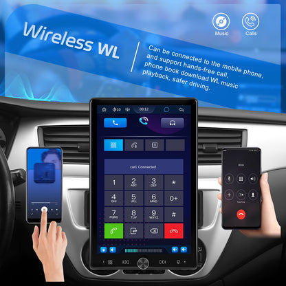 PODOFO Single Din Car Radio with Wireless Carplay Android Auto, 10.4 Inch Vertical Touch Screen Car Stereo with Mirror Link, FM/ RDS Radio, Car Radio Audio Receivers with EQ AUX/ USB+Backup Camera+Mic, Car Radio with Wireless