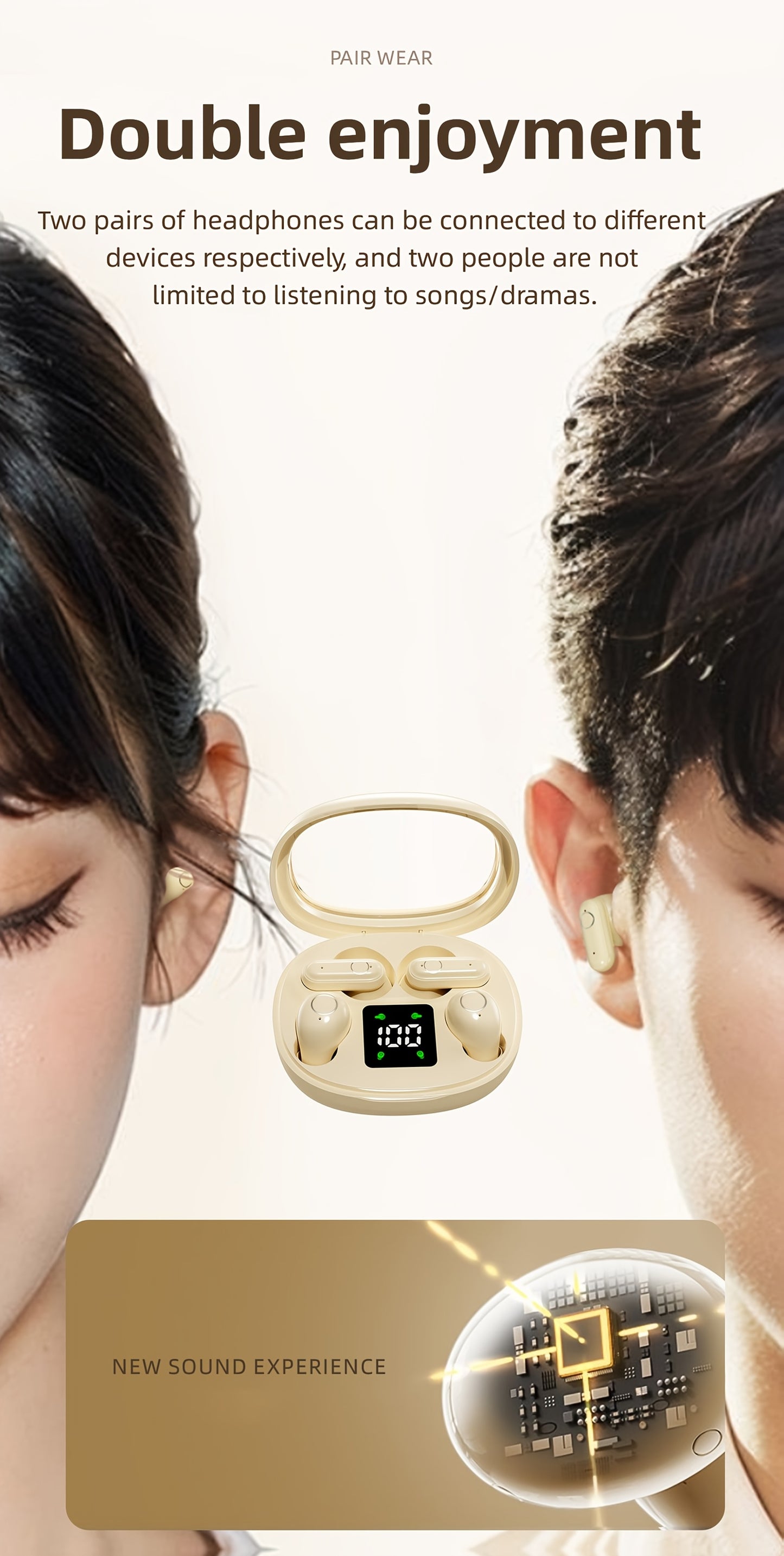 Ultra Small Mini Sleep, Short Handle Sports Wireless Earphones, HiFi Bass Stereo Dual Sound Quality 5.4 Wireless Earphones, Comfortable Noise Reduction Wearing, High-definition Digital Display With Microphone, Ultra Long Stan