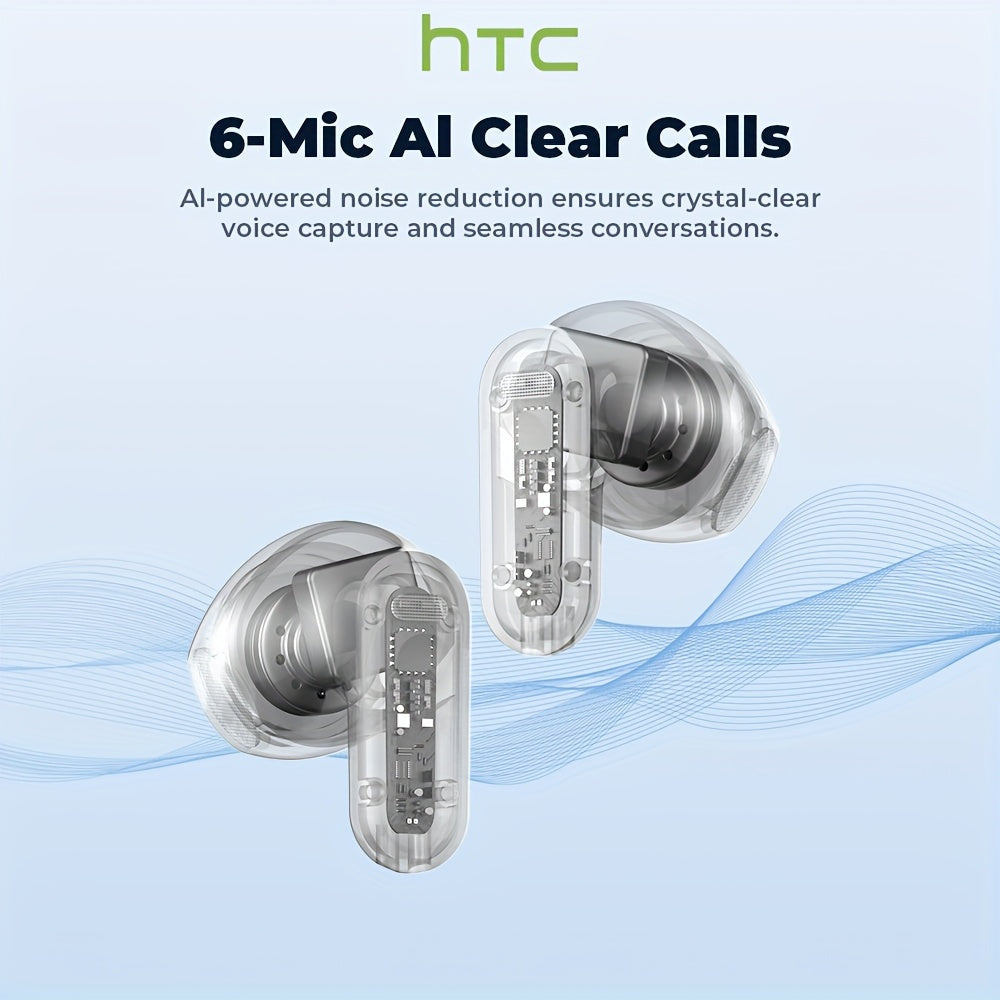 HTC NE20 AI Wireless Translation Earbuds, Supports 134 Languages, HD LED Display & High-Fidelity Sound Quality. Suitable for Office, Exercise, Learning & Voice Calls – Built-in