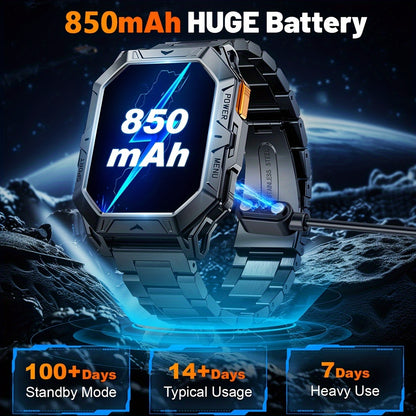 LIGE Smartwatch for men, IPX8 High Quality, 2.13-inch AMOLED screen, 100+ Sport mode, wireless call, Weather Display, 850mAh battery, 100 days of battery life, Sports Watch for iPhone and Android, black/grey
