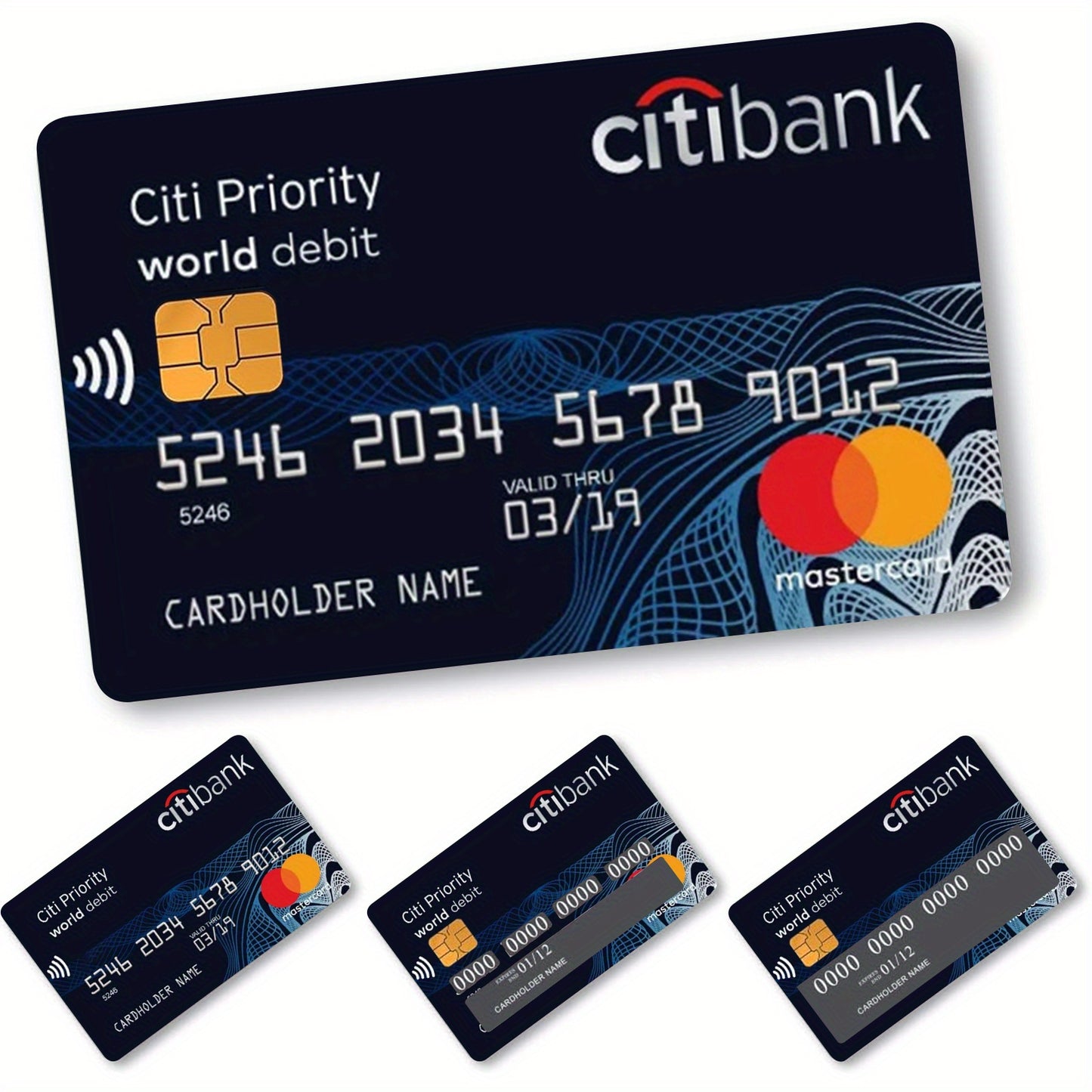 4-Pack Citibank Credit Card Decals, Thickened Matte Finish, Removable Self-Adhesive for Men and Women, Scratch and Stain Resistant, Simple Style PVC Material, Non-Woven