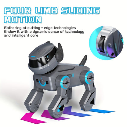 2.4Ghz RC Robot Dog with 2D/3D Acrobatics, Music & Dance, Intelligent Programming, USB Rechargeable Battery, Remote Control, for Boys & Girls, Ages 6 & Up