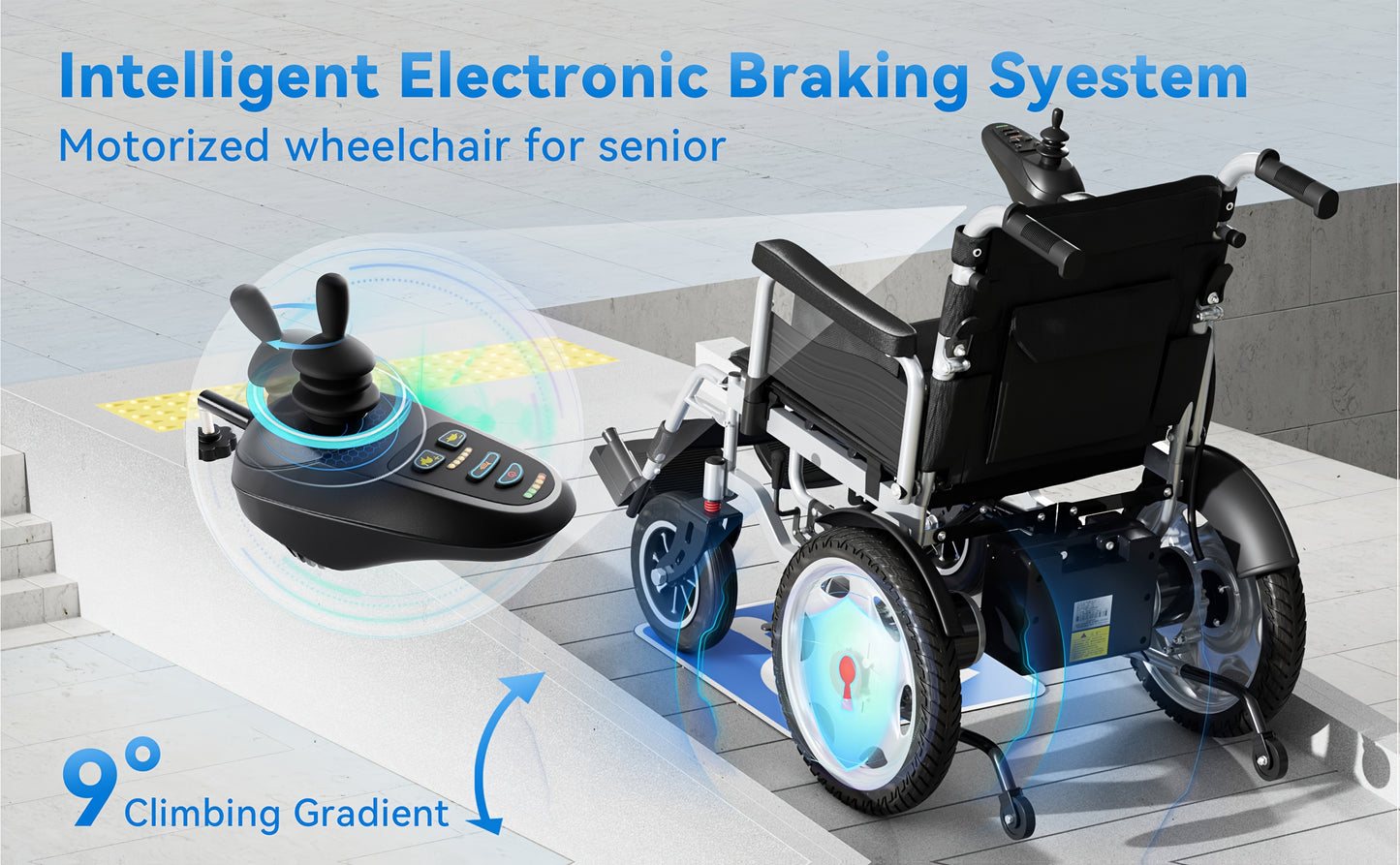 HOMYKING Ultra-Lightweight Electric Wheelchair, 360° Flexible Joystick Control, One-Second Foldable Design, 17-Mile Range, 3.5 MPH Max Speed - Perfect For Adults & Seniors - Ideal For Travel & Home Use