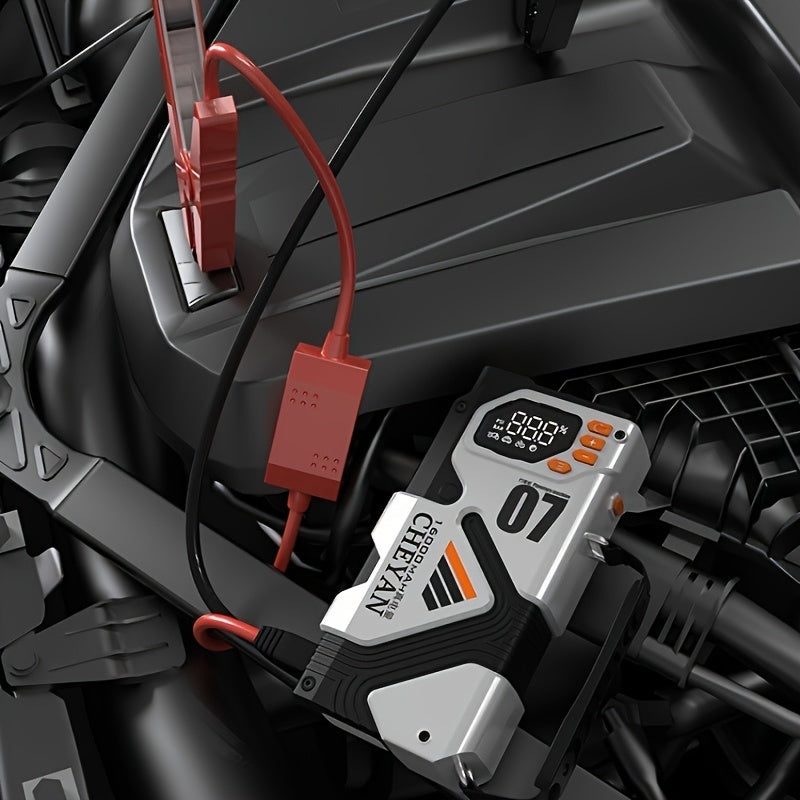 Car Battery Emergency Power Supply, 16000mAh Car Jump Starter, With 150PSI Digital Tire Inflator, LED Display, Suitable For All Gasoline/3.17 Gallon Diesel, 60W Bidirectional Fast Charging, With Emergency Lighting, Safe And P