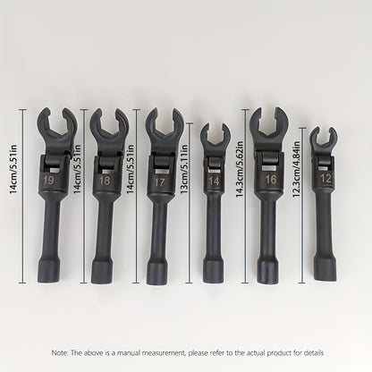 6 adjustable nozzle oil pipe wrenches, interchangeable open-end wrenches, can be used for repairing bicycles, cars, machines, product assembly, etc. Suitable for daily household maintenance