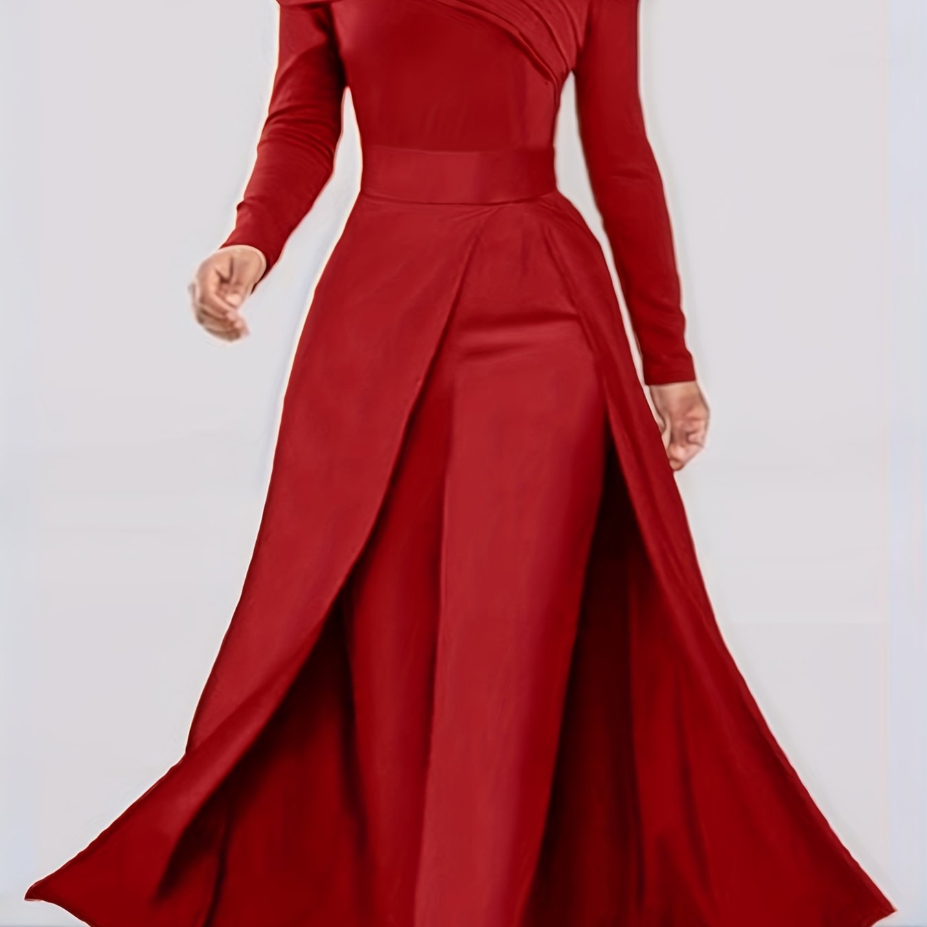 Autumn New Solid Color Fashionable Elegant Versatile Long Top Pants Women's Two-Piece Set