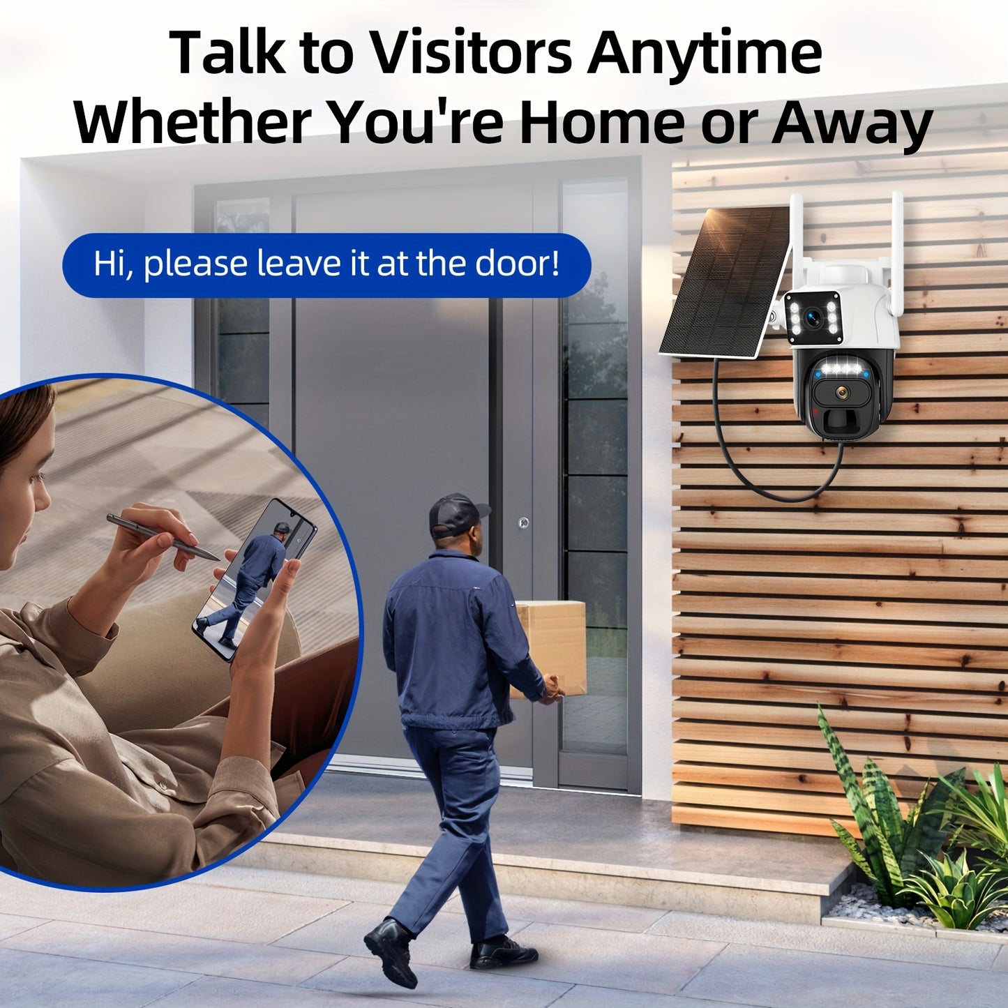 5pcs Hawkray Solar-Powered Wireless Outdoor Security Cameras, 2K HD 360° PTZ, 10X Zoom, Two-Way Audio, Spotlight Siren & PIR Motion Detection, Solar Panel Included, App-Controlled For Home/Office,.