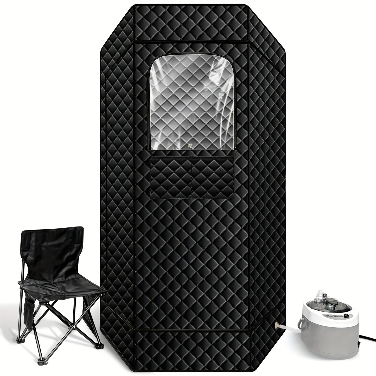 Hexagonal Sauna Room - Portable Sauna Box - Foldable Spa 1.06gal Steamer - Full Size Personal Sauna For Relaxation - Sauna Tent For Home - Remote Control & Folding Chair - 15 Levels